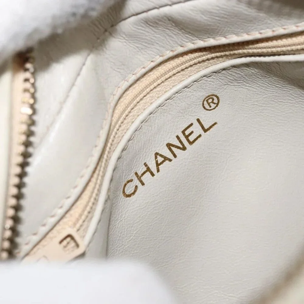 CHANEL Matelasse Chain Shoulder Bag Lamb Skin Beige Gold CC Auth BA8033 - Picture 13 of 16